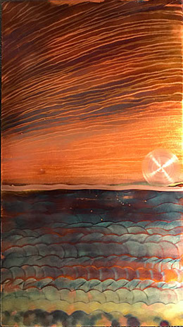 flame painted copper wall art